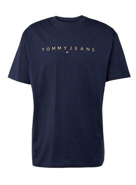 Herren-T-Shirt Tommy Jeans Gold Linear Navy Blue