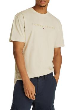 T-Shirt Tommy Jeans Gold Linear beige für Männer