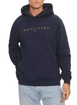 Tommy Jeans Linear Gold Kapuzenpullover in Marineblau für Herren