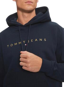 Tommy Jeans Linear Gold Kapuzenpullover in Marineblau für Herren