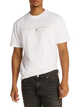 T-Shirt Tommy Jeans Gold Linear in Weiß für Herren