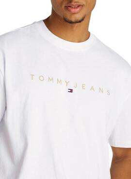 T-Shirt Tommy Jeans Gold Linear in Weiß für Herren