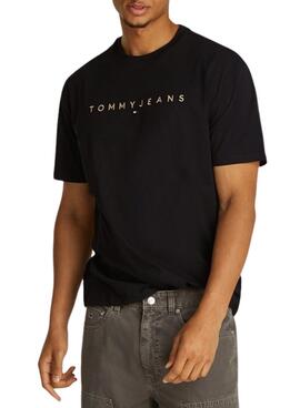 T-Shirt Tommy Jeans Gold Linear Schwarz für Männer