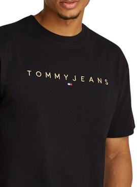 T-Shirt Tommy Jeans Gold Linear Schwarz für Männer