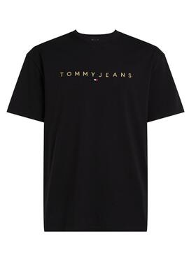 T-Shirt Tommy Jeans Gold Linear Schwarz für Männer