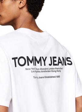 T-shirt Tommy Jeans Linear weiß für Männer