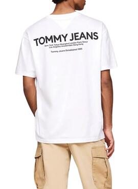 T-shirt Tommy Jeans Linear weiß für Männer