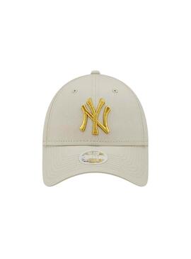 Mütze New Era Metallic Logo Beige und Gold für damen und herren