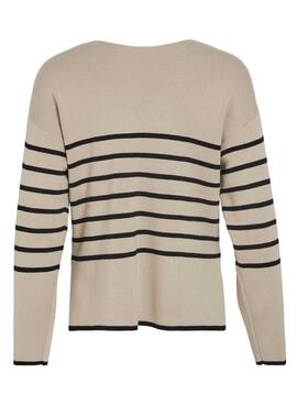 Pullover Vila Viostria beige gestreift für frauen