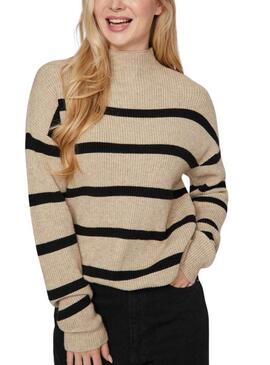 Pullover Vila Ril beige und schwarz für damen