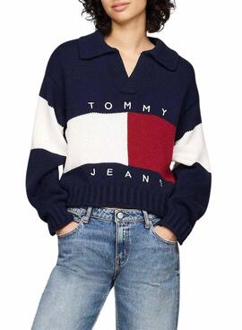 Pullover Tommy Jeans Rugby in Marineblau für damen