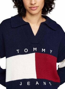 Pullover Tommy Jeans Rugby in Marineblau für damen