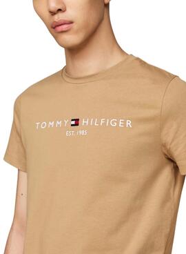 T-Shirt Tommy Hilfiger basic in Taupe für herren