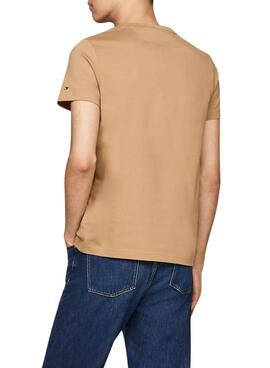 T-Shirt Tommy Hilfiger basic in Taupe für herren