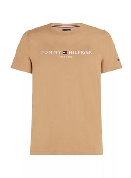 T-Shirt Tommy Hilfiger basic in Taupe für herren