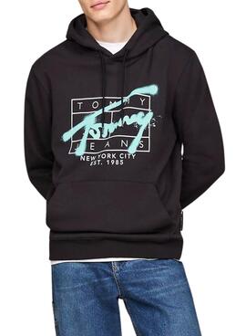 Hoodie Tommy Jeans Spray schwarz für männer