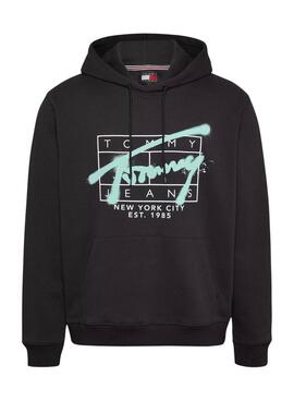 Hoodie Tommy Jeans Spray schwarz für männer