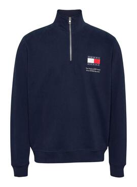 Pullover Tommy Jeans Half Zip in Marineblau für männer