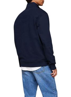 Pullover Tommy Jeans Half Zip in Marineblau für männer