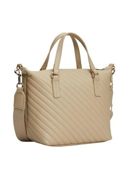 Handtasche Tommy Hilfiger Poppy gesteppt beige für Frauen