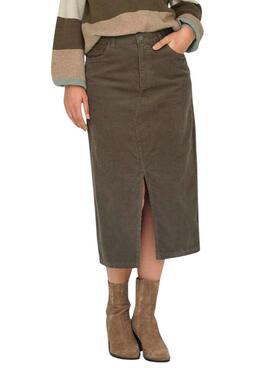 Rock Only Moxie aus Cord khaki für damen