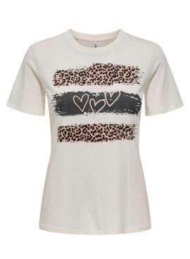 T-shirt Only Lola leopard hearts white for women