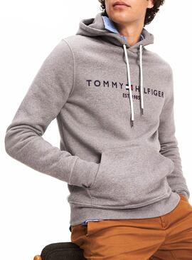 Sweatshirt Tommy Hilfiger Logo-Kapuzenpulli Grau 