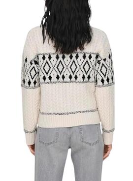 Pullover Only Marent weiß und schwarz für damen