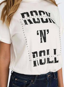 T-shirt Only Dolla rocknroll weiß für frauen