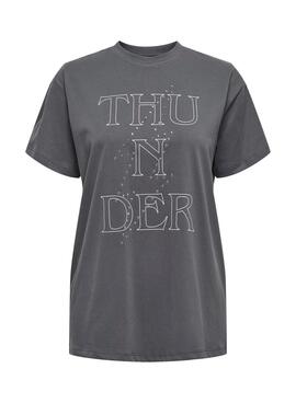 T-shirt Only Dolla Thunder Grau für damen