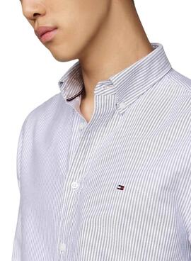 Hemd Tommy Hilfiger Oxford Streifen blau und weiß für männer