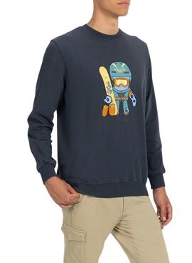 Sweatshirt El Pulpo Snowboard in Navy für Herren.