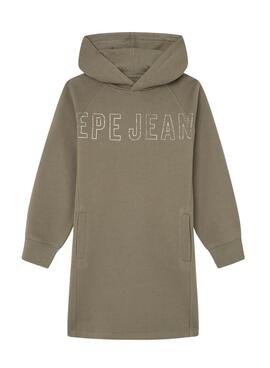 Grünes Pepe Jeans Tamara Kapuzenkleid für mädchen