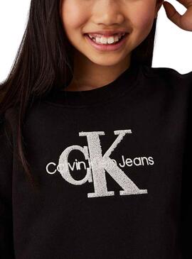 Sweatshirt Calvin Klein Jeans Teddy Monolog in Schwarz