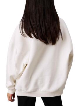 Sweatshirt Calvin Klein Teddy Monolog weiß für mädchen