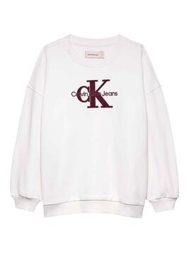 Sweatshirt Calvin Klein Teddy Monolog weiß für mädchen