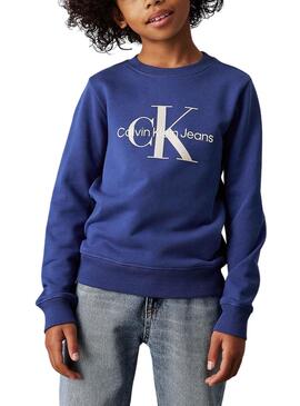 Sweatshirt Calvin Klein Monogramm blau für Kinder