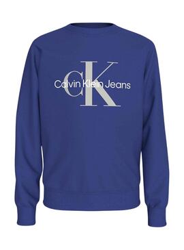 Sweatshirt Calvin Klein Monogramm blau für Kinder