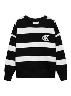 Sweatshirt Calvin Klein Jeans Gestreift Weiß und Schwarz