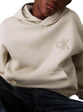 Kapuzenpullover Calvin Klein Jeans Bonded in Beige für jungen