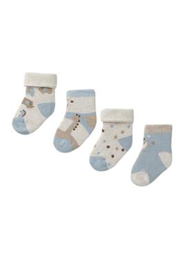 Set 4 gestreifte Mayoral-Socken in Blau für babys