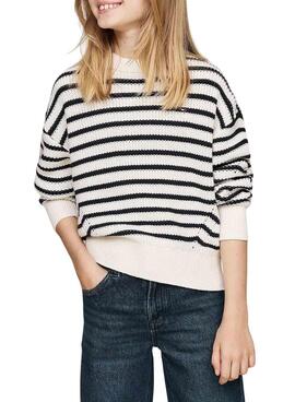 Pullover Tommy Hilfiger Stripe in Weiß und Marineblau