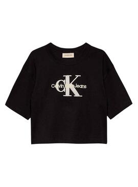 T-Shirt Calvin Klein Teddy Monolog in Schwarz für mädchen