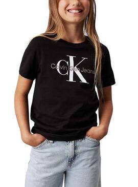 T-Shirt Calvin Klein Monogramm Schwarz für kinder