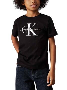 T-Shirt Calvin Klein Monogramm Schwarz für kinder