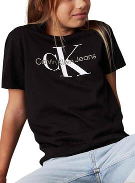 T-Shirt Calvin Klein Monogramm Schwarz für kinder