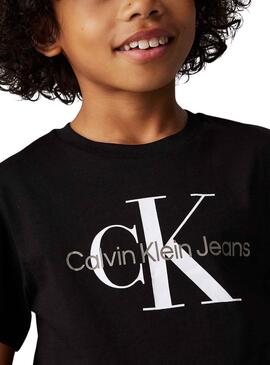 T-Shirt Calvin Klein Monogramm Schwarz für kinder