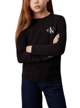 T-Shirt Calvin Klein Long Monolog in Schwarz für kinder