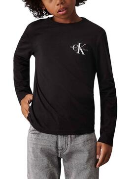 T-Shirt Calvin Klein Long Monolog in Schwarz für kinder