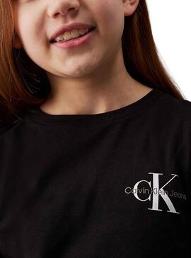 T-Shirt Calvin Klein Long Monolog in Schwarz für kinder